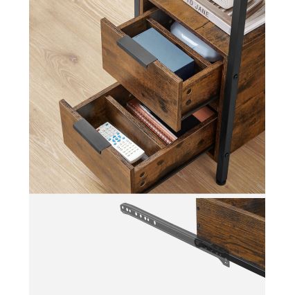 Sidobord med inbyggda eluttag och USB-portar ROD brun/svart