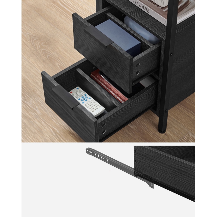 Sidobord med inbyggda eluttag och USB-portar ROD, svart