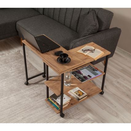 Sidobord MELIN 63x70 cm brun/svart