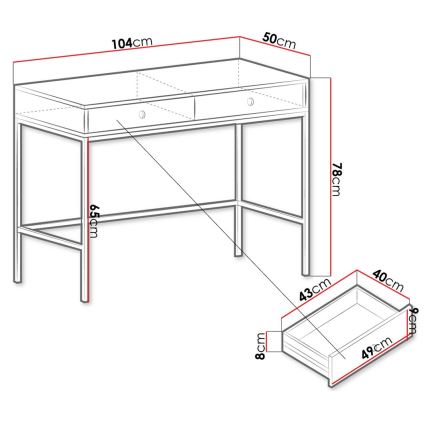 Sidobord MONO 78x104 cm beige/svart