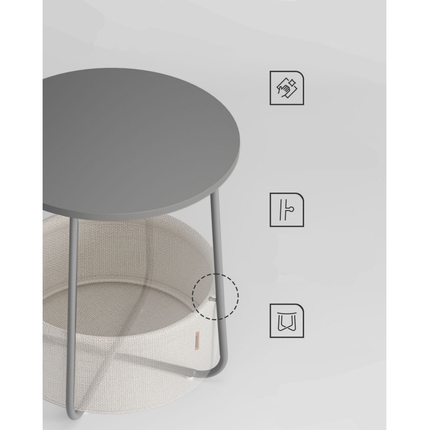 Sidobord NOIRA grå/vit
