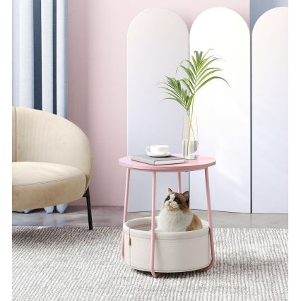 Sidobord NOIRA rosa/vit