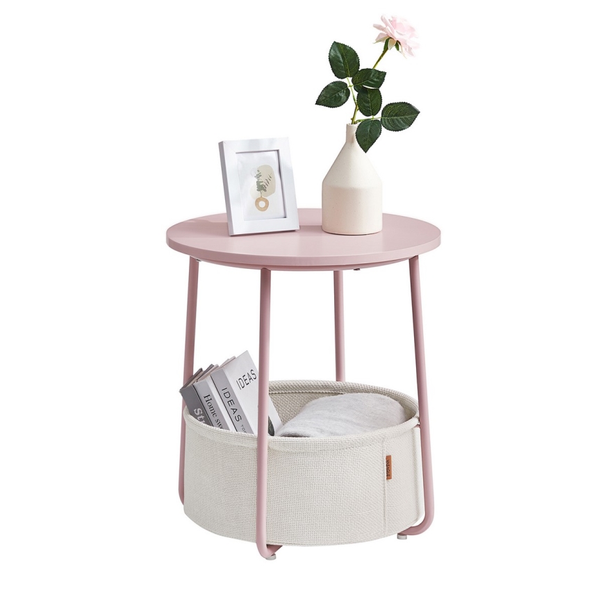 Sidobord NOIRA rosa/vit