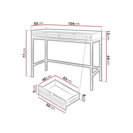 Sidobord NOVA 77x104 cm grå/svart