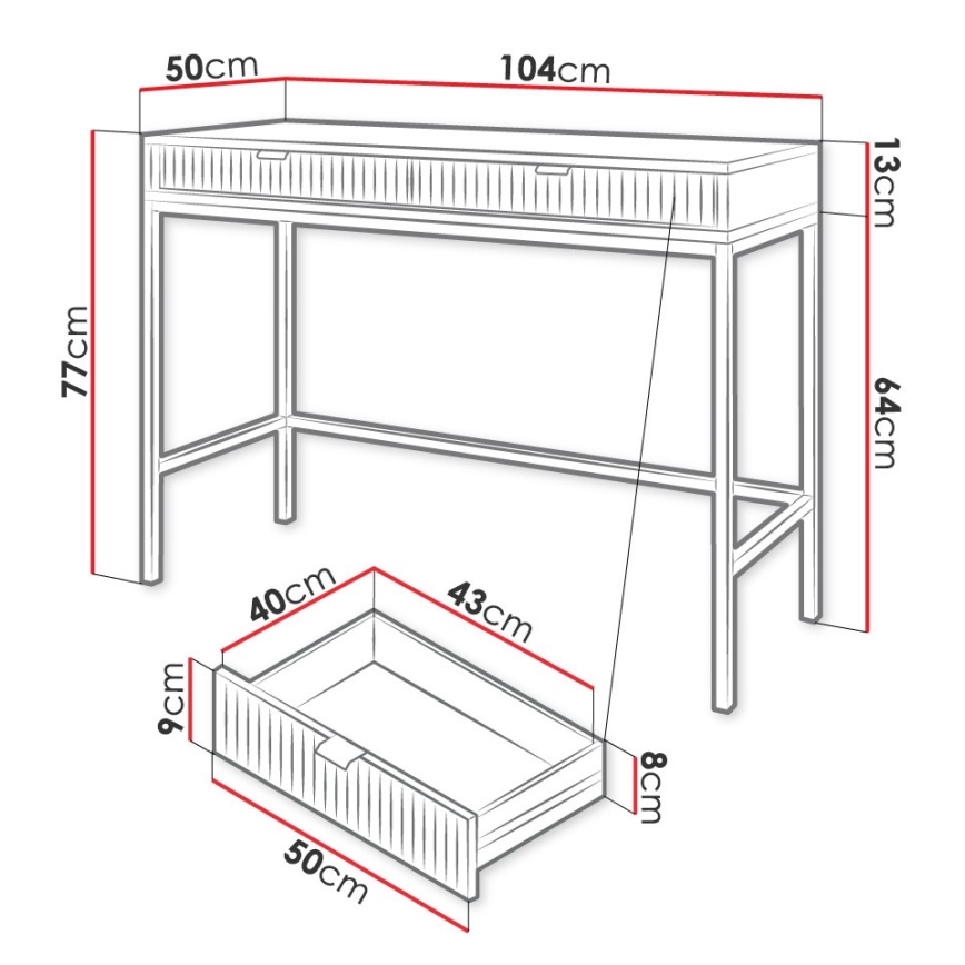 Sidobord NOVA 77x104 cm svart