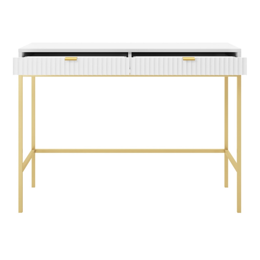 Sidobord NOVA 77x104 cm vit/guld