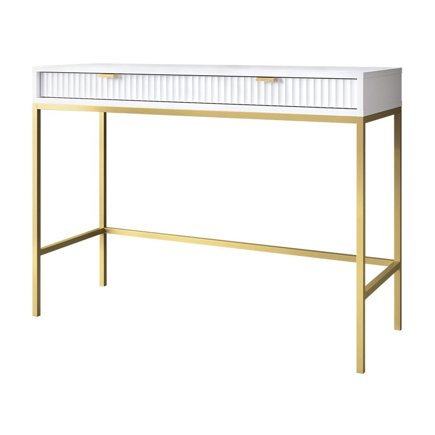 Sidobord NOVA 77x104 cm vit/guld
