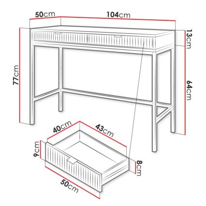 Sidobord NOVA 77x104 cm vit/guld