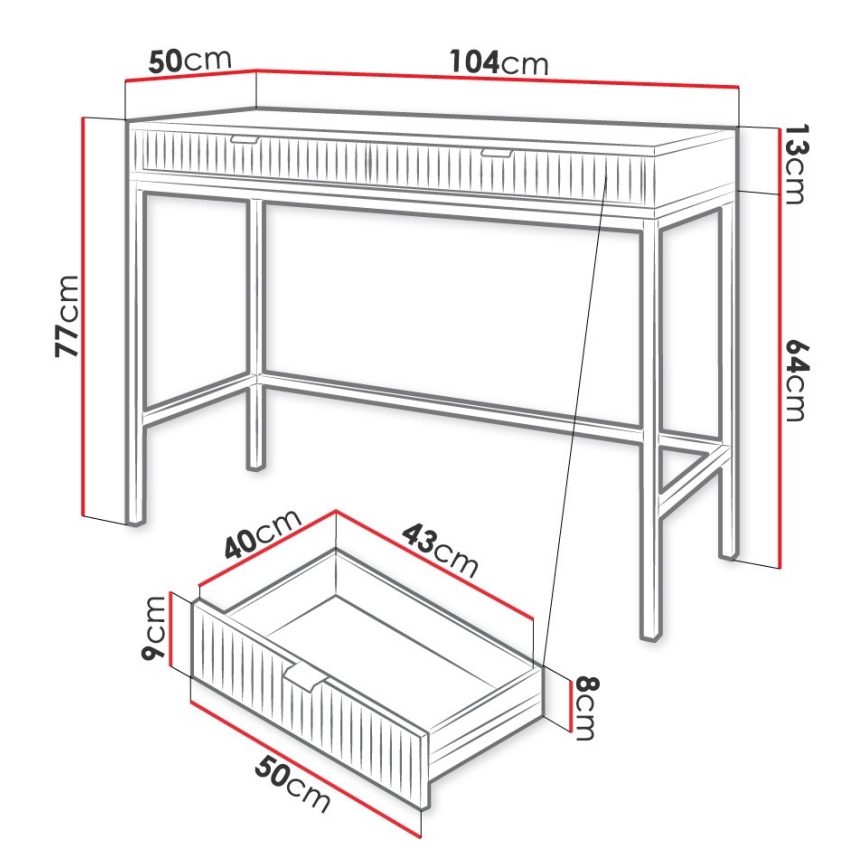 Sidobord NOVA 77x104 cm vit/guld