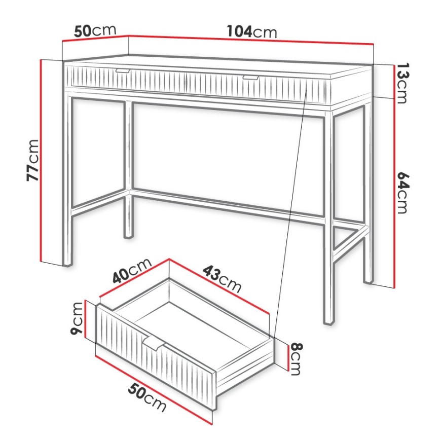 Sidobord NOVA 77x104 cm vit/svart