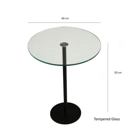 Sidobord SOCIAL 50x40 cm svart/genomskinlig