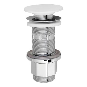 Silfra - Tvättställsbottenventil Ø 6,7 cm vit/blank krom