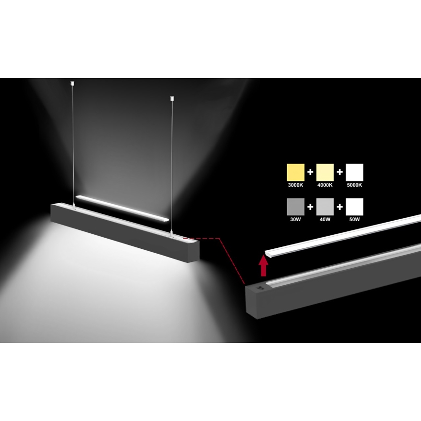Sinclair - LED taklampa LSM LED/20W/230V 3000K/4000K/5000K 60 cm svart