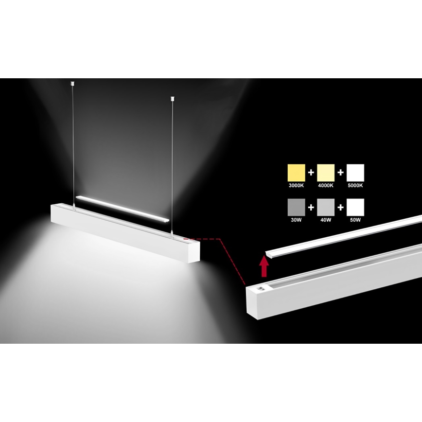 Sinclair - LED taklampa LSM LED/40W/230V 3000K/4000K/5000K 120 cm silver