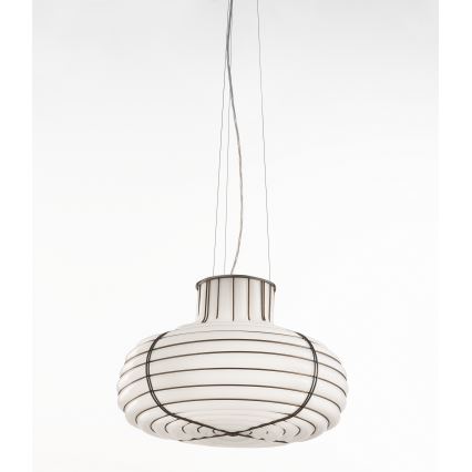 SIRU - Ljuskrona med textilsladd CHAPEAU 2xE14/40W/230V matt krom/vit Venetiansk glas
