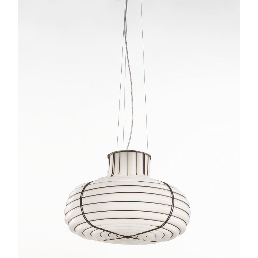 SIRU - Ljuskrona med textilsladd CHAPEAU 2xE14/40W/230V matt krom/vit Venetiansk glas