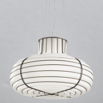 SIRU - Ljuskrona med textilsladd CHAPEAU 2xE14/40W/230V matt krom/vit Venetiansk glas