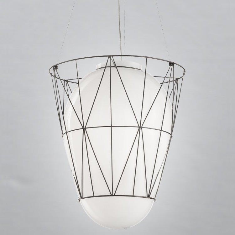 SIRU - Ljuskrona med textilsladd SEGNI 1xE27/60W/230V svart/vit Venetiansk glas