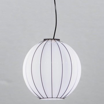 SIRU - Ljuskrona med textilsladd SFERA 1xE27/60W/230V diameter 42 cm svart/vit Venetiansk glas
