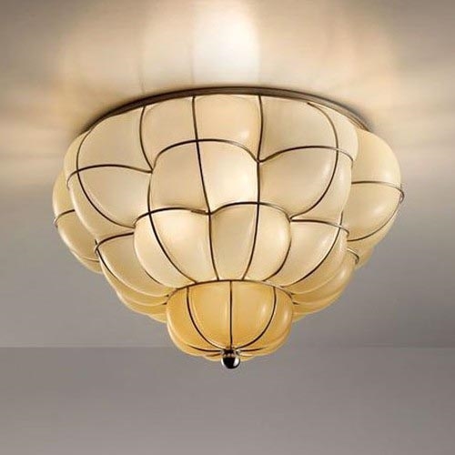 SIRU - Taklampa POUFF 3xE27/60W/230V skinande krom/beige Venetiansk glas