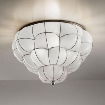 SIRU - Taklampa POUFF 3xE27/60W/230V skinande krom/vit Venetiansk glas