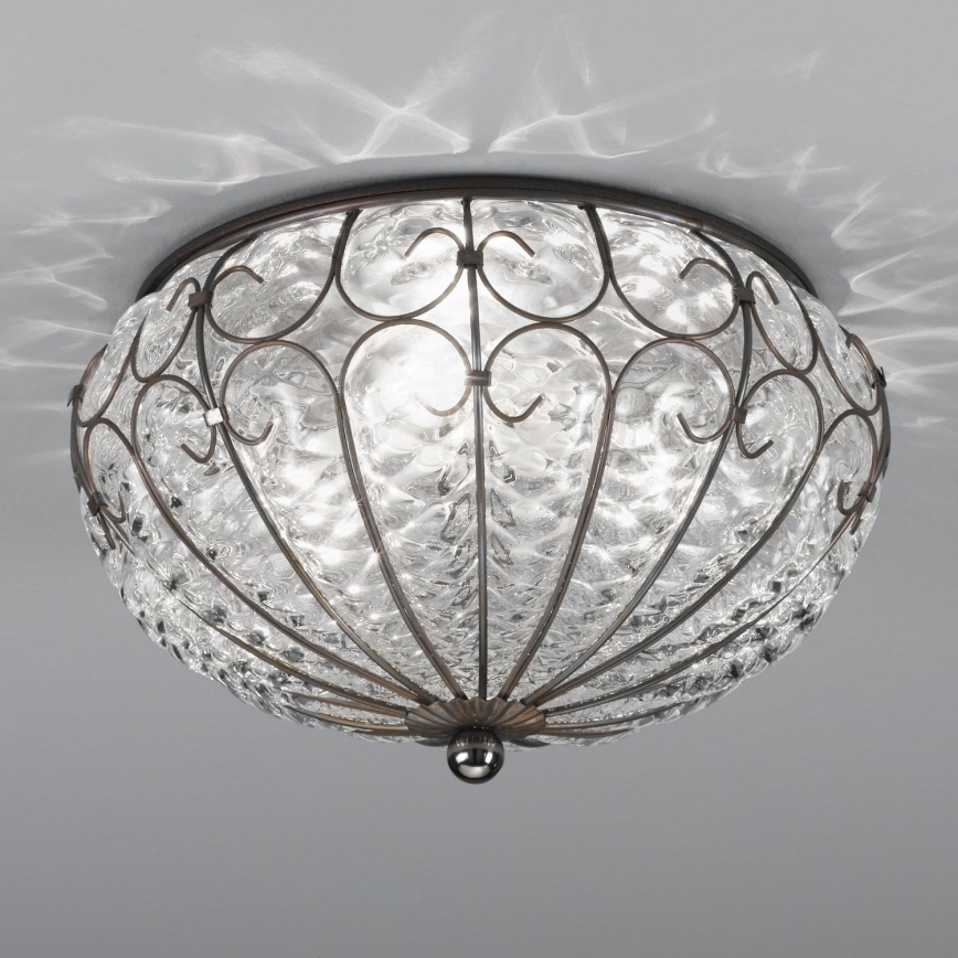 SIRU - Taklampa SAN TOMÀ 3xE14/40W/230V genomskinlig/matt krom Venetiansk glas