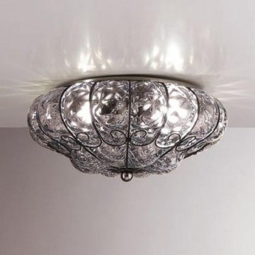 SIRU - Taklampa SOLE 3xE14/40W/230V diameter 31 cm genomskinlig/matt krom Venetiansk glas