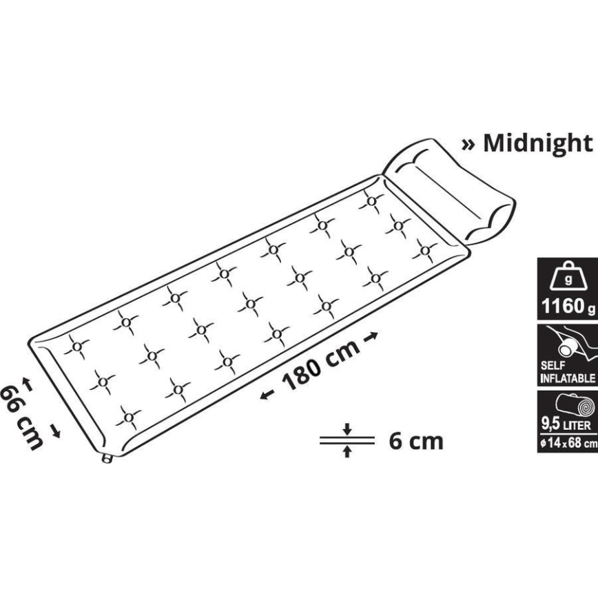 Självuppblåsande liggunderlag med kudde 180x66 cm grå