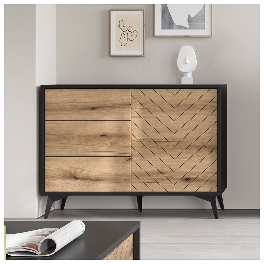 Skåp DIAMOND 77x104 cm svart/brun
