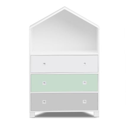 Skåp för barn MIRUM 126x80 cm vit/grå/grön