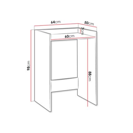 Skåp för tvättmaskin POLA 98x64 cm vit