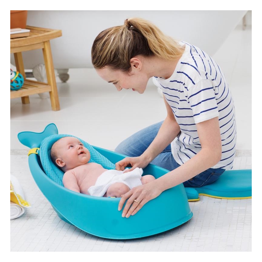 Skip Hop - Barnbalja med ergonomisk dyna MOBY 3 blå