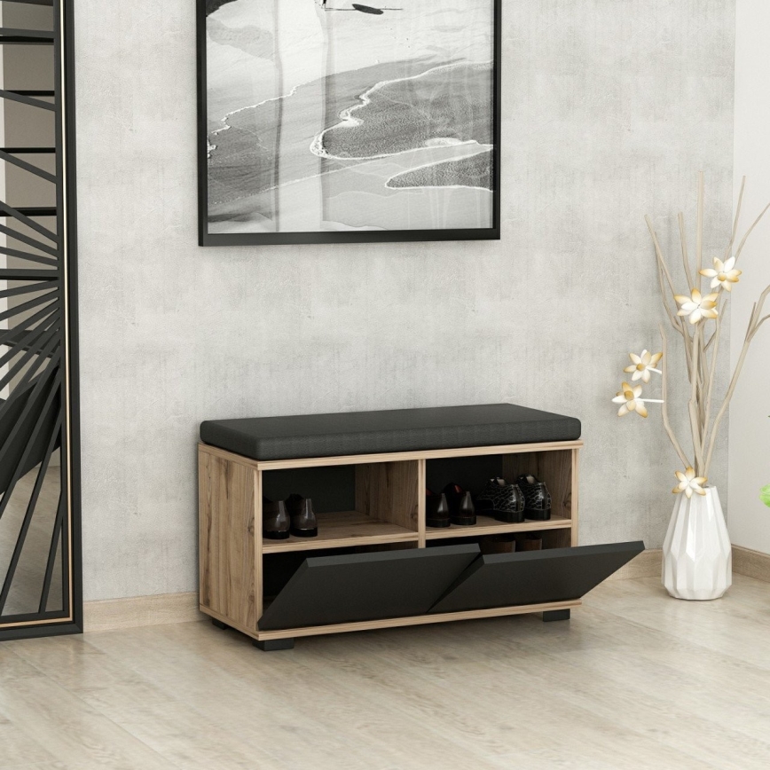 Skohylla DRAGO 42x80 cm svart/nöt