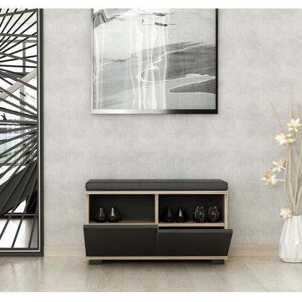 Skohylla DRAGO 42x80 cm svart/nöt