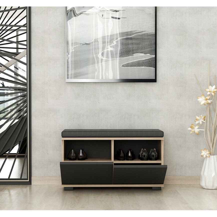 Skohylla DRAGO 42x80 cm svart/nöt