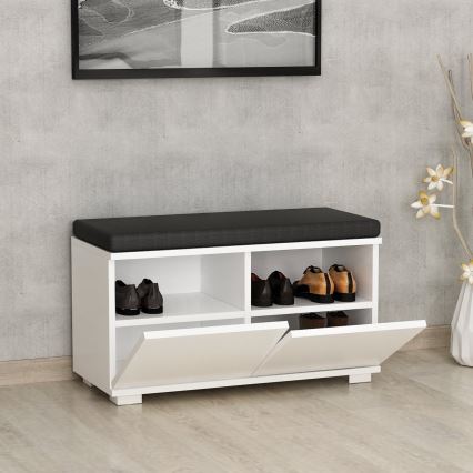 Skoskåp DRAGO 42x80 cm vit/svart