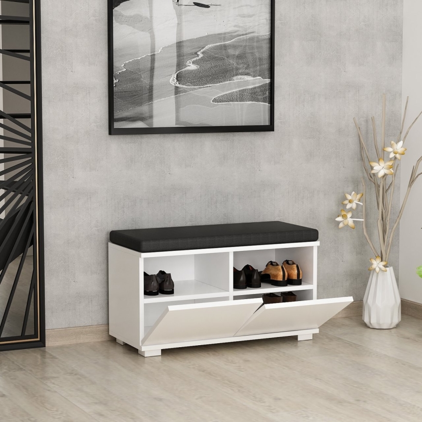 Skoskåp DRAGO 42x80 cm vit/svart