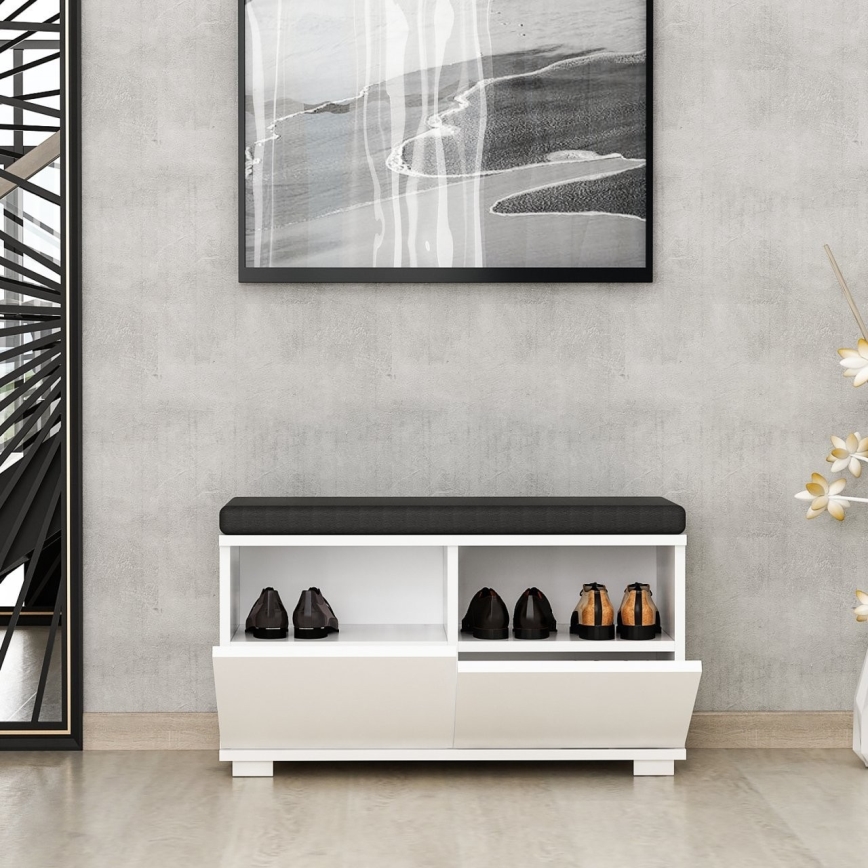 Skoskåp DRAGO 42x80 cm vit/svart
