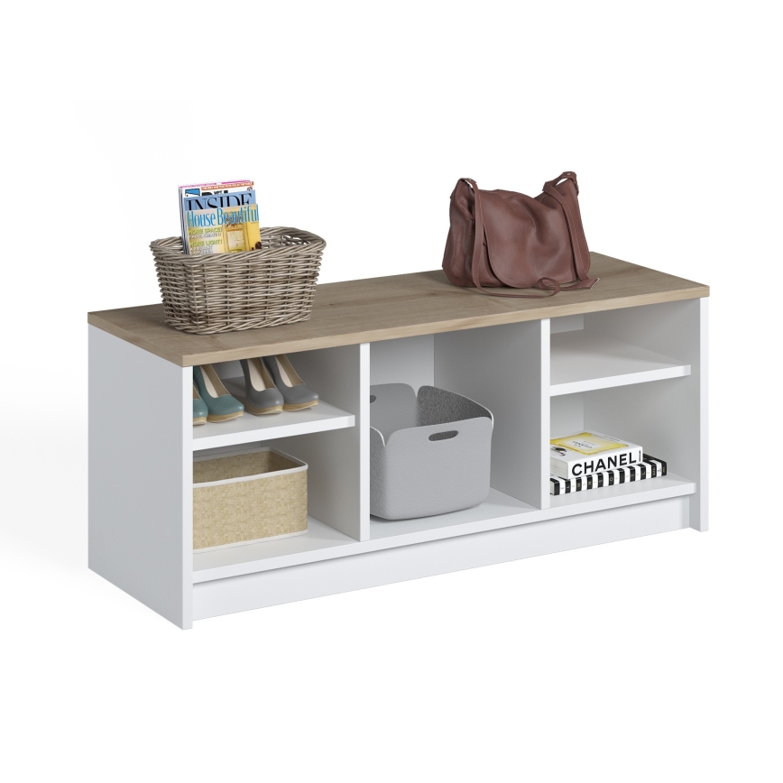 Skoskåp LONDON 100x35 cm vit/beige