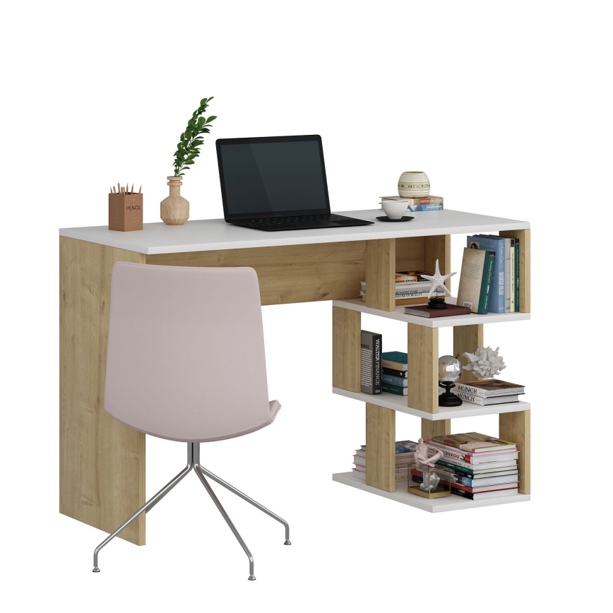 Skrivbord DARDANOS 110x73,8 cm beige/vit