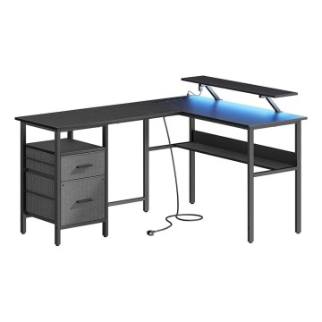Skrivbord med belysning SOLEA-X brun/svart