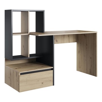 Skrivbord med hylla MARLO, artisan-ek/antracit