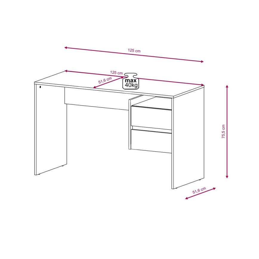 Skrivbord med lådor MARLO artisan-ek/antracit