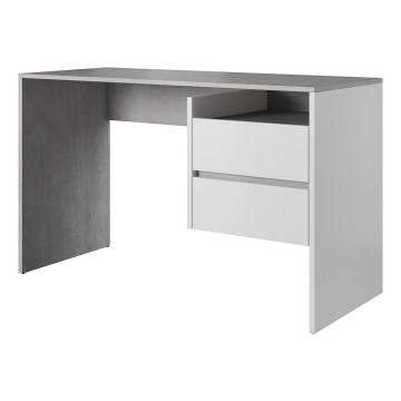 Skrivbord med lådor MARLO, betonggrå/vit