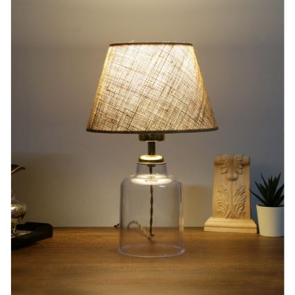 Skrivbordslampa AYD 1xE27/40W/230V brun/transparent