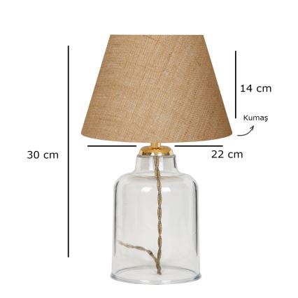 Skrivbordslampa AYD 1xE27/40W/230V brun/transparent