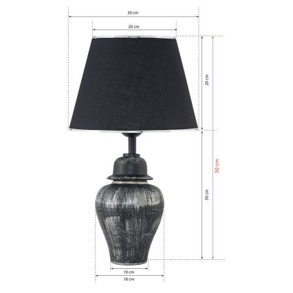 Skrivbordslampa RAMZES 1xE27/40W/230V svart/silver