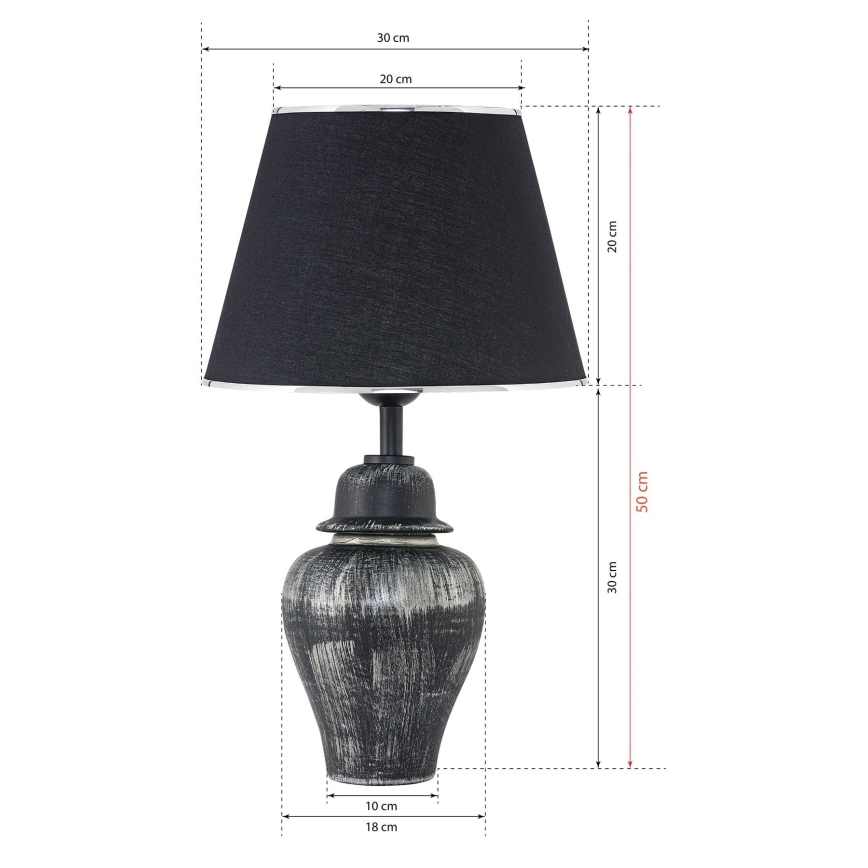 Skrivbordslampa RAMZES 1xE27/40W/230V svart/silver