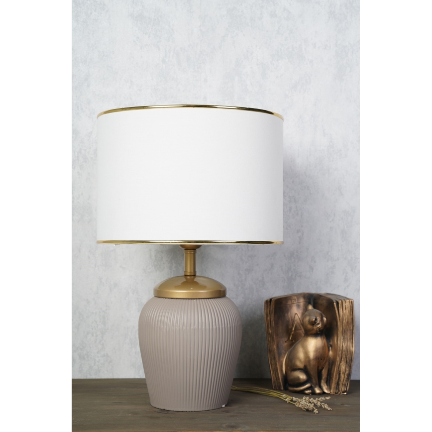 Skrivbordslampa RAMZES 1xE27/40W/230V vit/beige