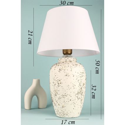 Skrivbordslampa RAMZES 1xE27/40W/230V vit/krämfärgad
